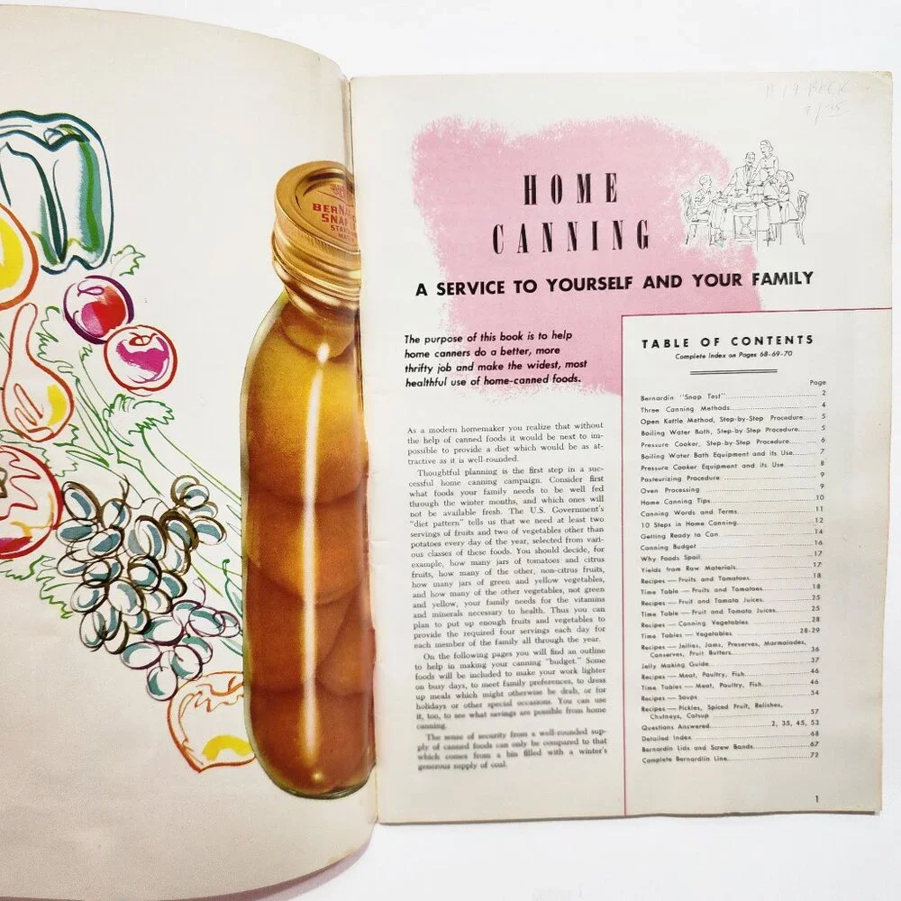 BerNARdin Home Canning Guide 1962 RARE VINTAGE COLLECTIBLE